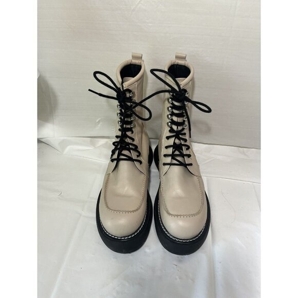 Topshop Ava Women BOOTS Platform Combat Leather size 10.5 $180 - Picture 2 of 12